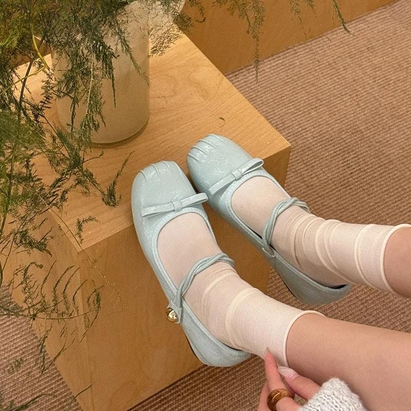 Candy Color Women Mary Jane Shoes Fashion Shallow Butterfly-knot Shoes Ladies Elegant Dress Internal Elevation Shoes