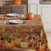 XCHI Fall Squirrel Pumpkin Maple Leaves Wood Tablecloth Rectangle Washable Table Covers for Home Party Decorations 60x84 Inch