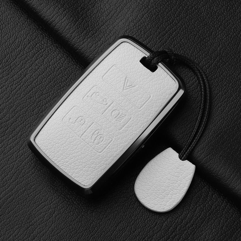 Metal and Leather Car Key Case Cover For Land Rover Range Rover Discovery Evoque Sport Velar Key Protection Shell Accessories