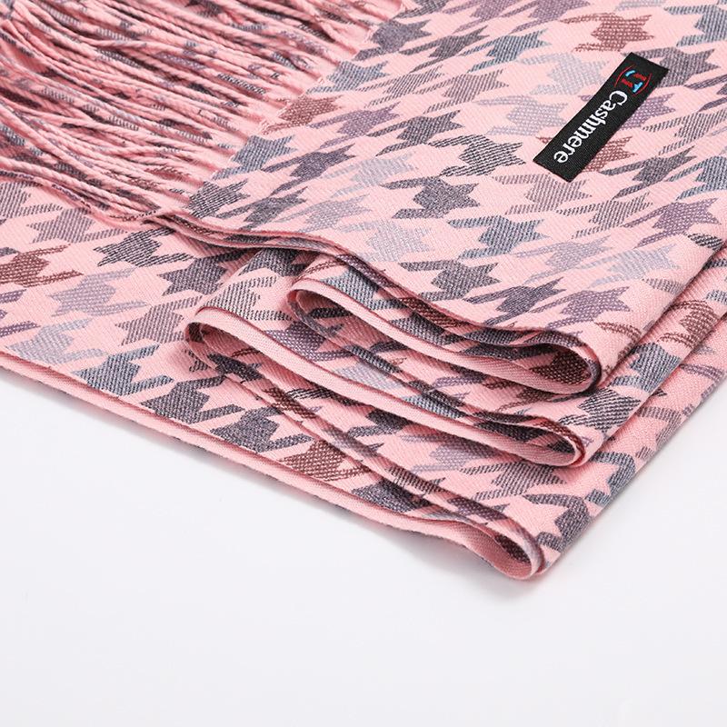 Houndstooth Scarf for Women Winter High End Cotton Printed Scarf  Versatile Men's Shawl  Imitation Cashmere Scarf