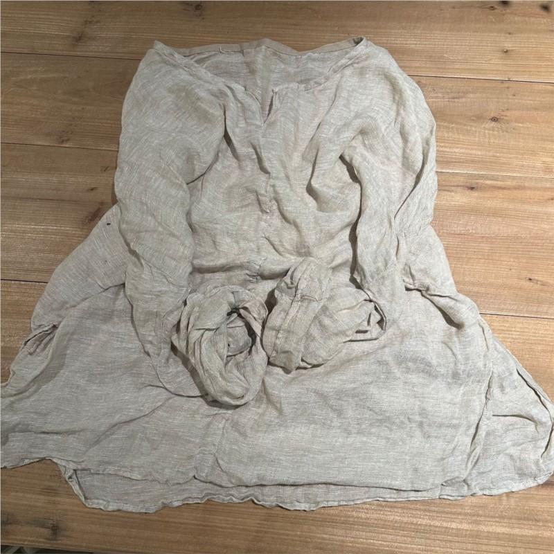 Johnature Damen Vintage T-Shirts V-Ausschnitt Langarm Einfarbig Frühling Lässig Locker Damen T-Shirts Weich