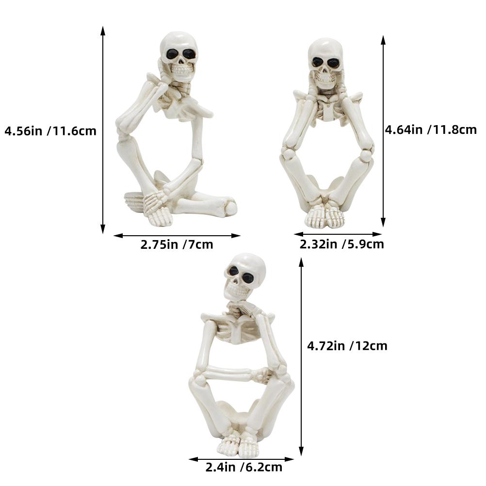 3Pcs Thinker Resin Statue Desktop Craft Home Office Decoration Halloween Decor Thinker Statue белый