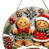 2D Merry Christmas Wooden Sign Red Black Plaid Gingerbread Man Wall Hanging Decor Front Door Porch Home Holiday Decorations