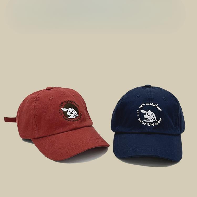 Hatt Dame Personlighet Søt Kanin Brodert Baseballcaps Par Street Koreansk Versjon Allsidig Myk Topp Baseballcaps Solbeskyttelse Sommer