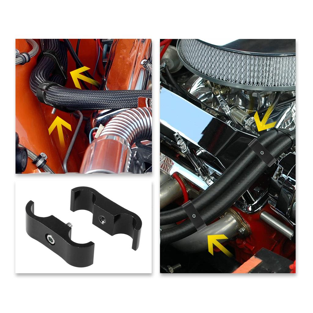 X AUTOHAUX Hose Separator Clamp Hose Clamp Fitting Adapter with Wrench for Car 6 Pieces Black AN4