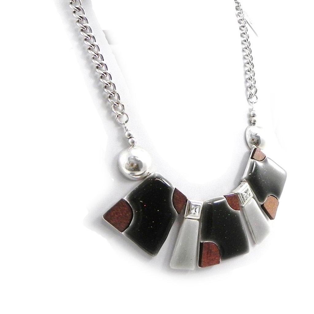 Les Trésors De Lily [H9876] - Designer Necklace 'Tijuana' Black Gray