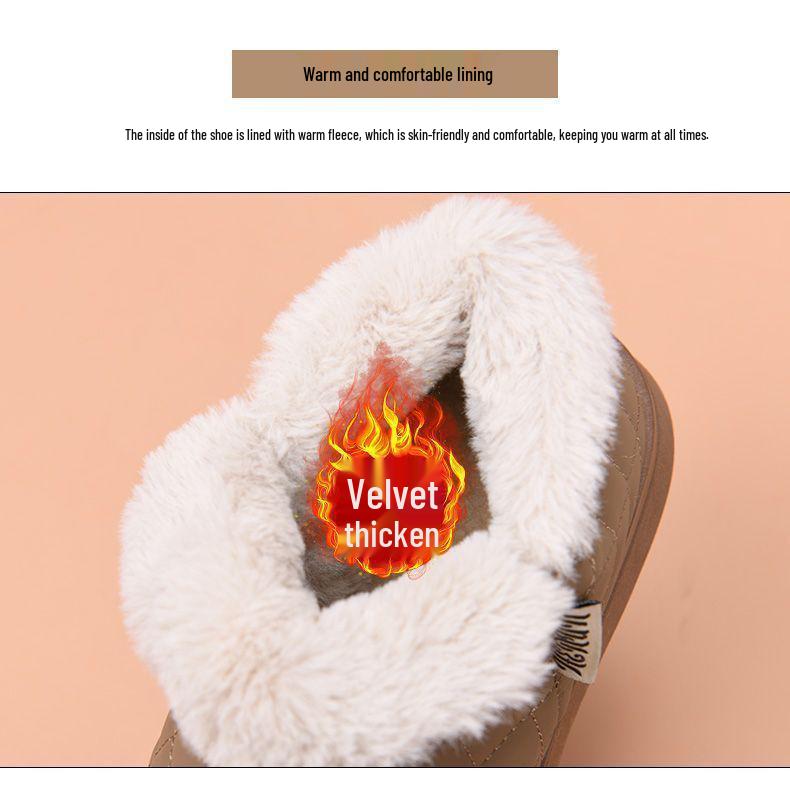 Women's Waterproof Velvet-Lined Winter Boots: Non-Slip, Thick Sole, Warm Cotton Snow Boots for Moms