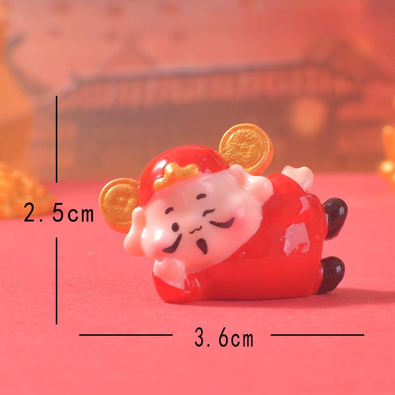 Cute Wealth God Home Desktop Ornament New Year Decoration Car Center Console Resin Handicraft
