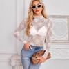 2025 European and American Slim Fit Lace Mesh Long Sleeve Top for Women