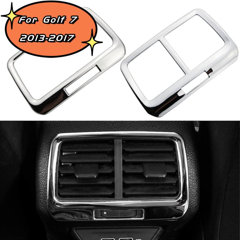 ABS/Steel Car Rear A/C Air Vent Outlet Cover Frame Sticker Trim for Volkswagen VW Golf 7 7.5 MK7 MK7.5 2013 - 2019 Accessories