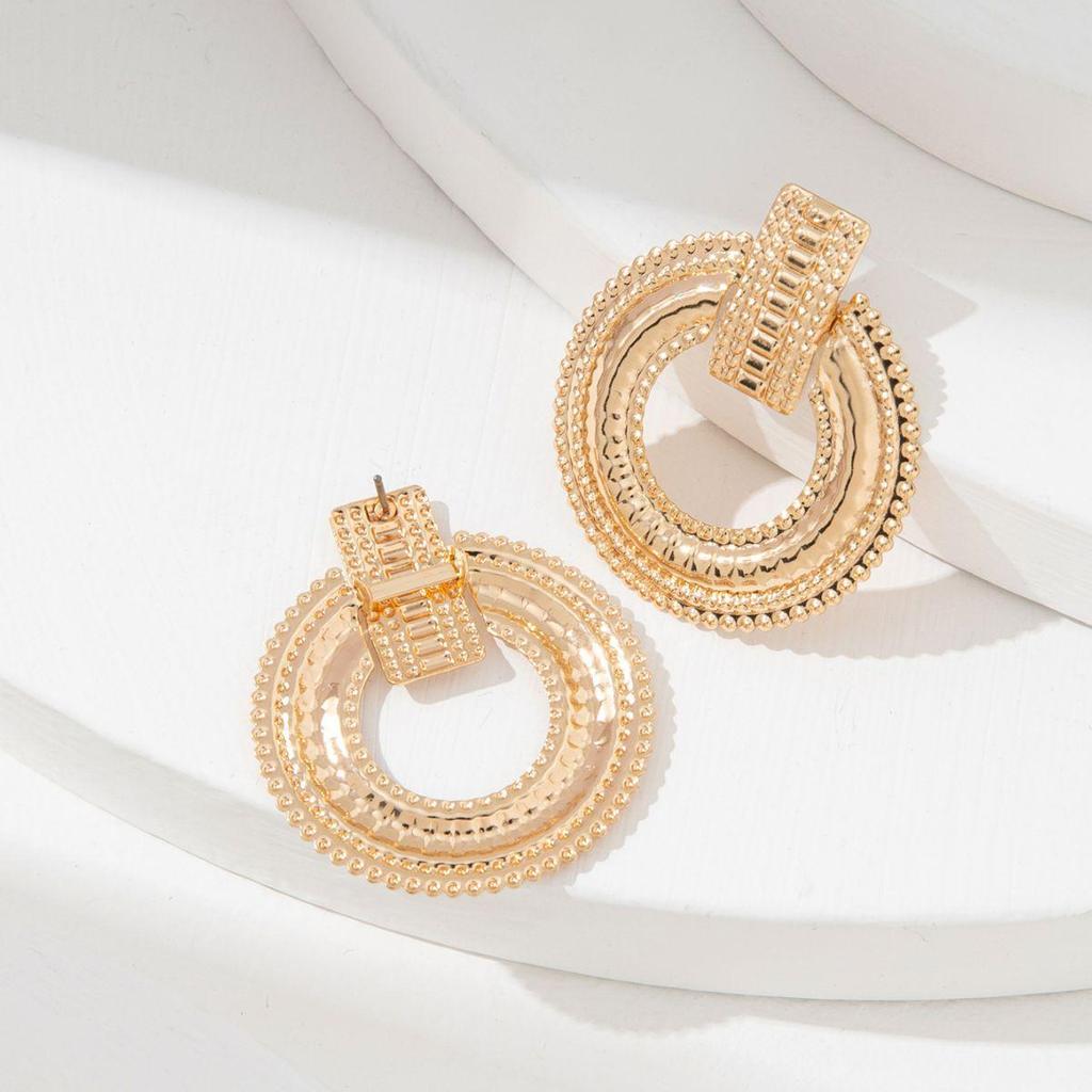 High-End European Geometric Metal Earrings for Women