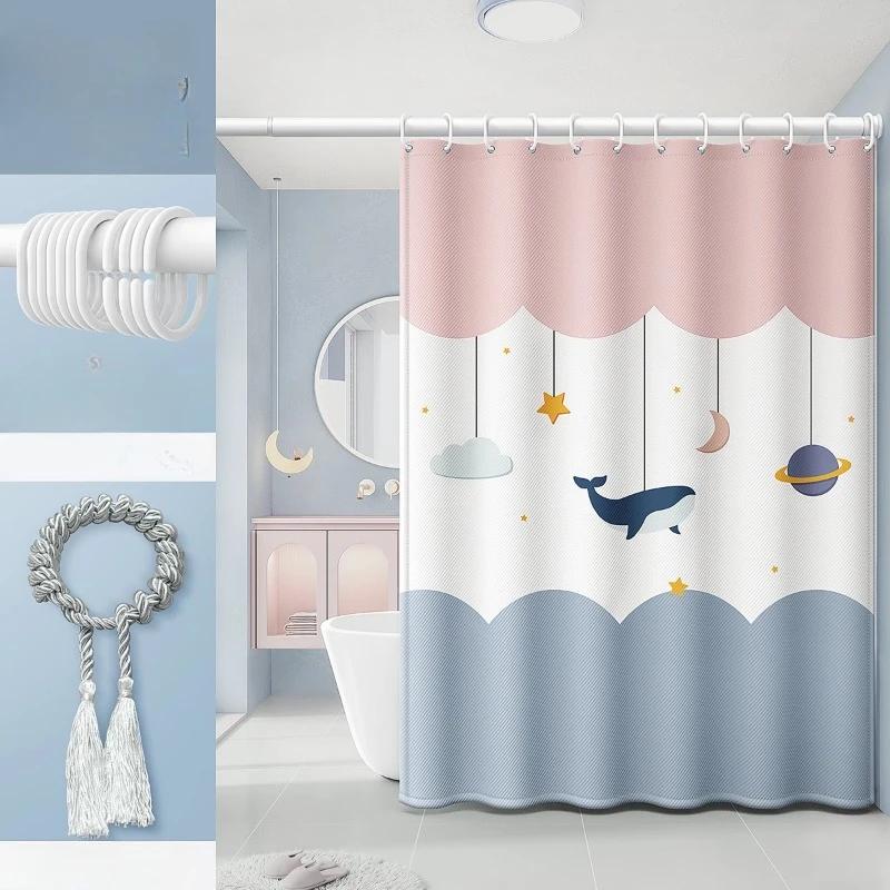 Cartoon Bathroom Curtains for Living Room Home Decor Blackout Curtains Living Room Bedroom Balcony Screen Dustproof