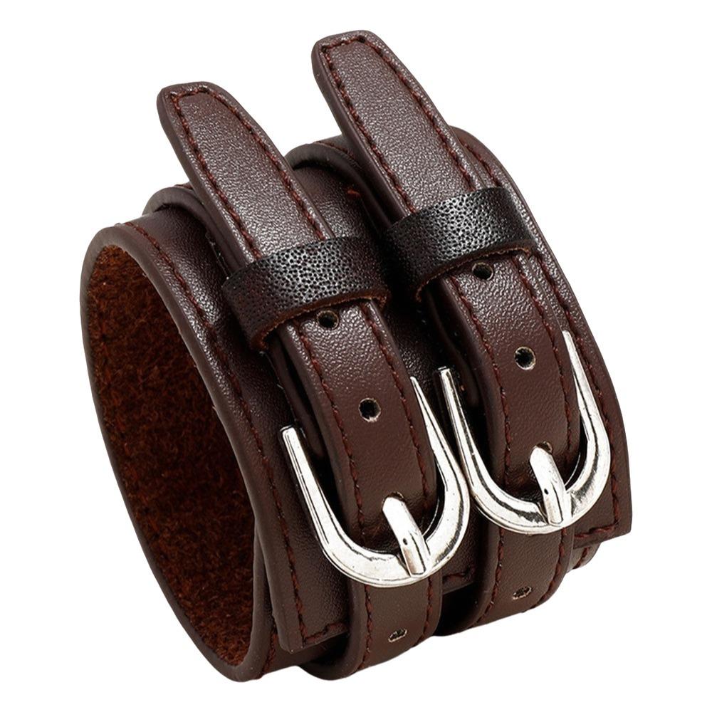 

Wrist Jewelry Double-Row Belt Design Bangle Armlet Belt Buckle Bangle Festival Gifts коричневый