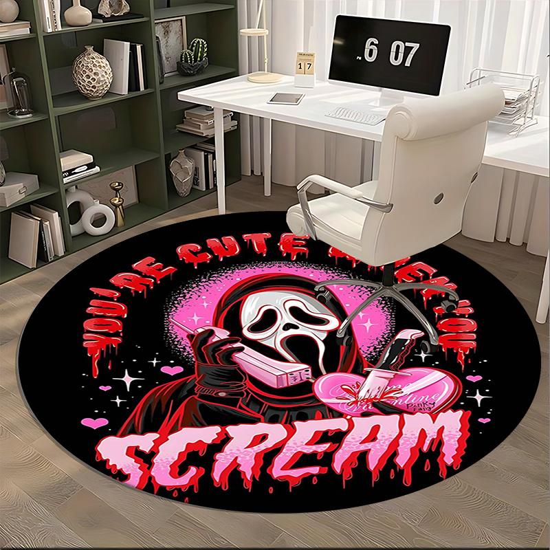 Scream Mask,Valentine's Day Gift Chair mat Round Rug Office carpet, Non slip, Suitable for Living Rooms, Bedrooms,Decor1205645a