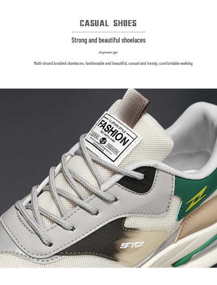 Men's Trendy Breathable Mesh Sports Shoes - Non-slip, Thick Sole Casual Dad Shoes