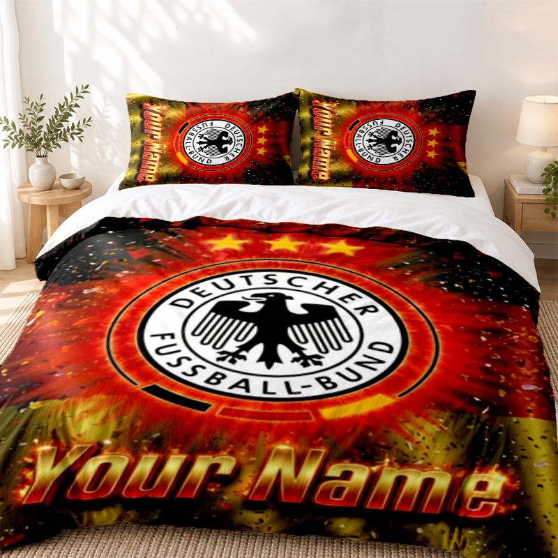 Germany national football team Custom Name 3pc set Perfect for bedroom use Comfortable bedding set includes a duvet cover and two pillowcases Ideal bi