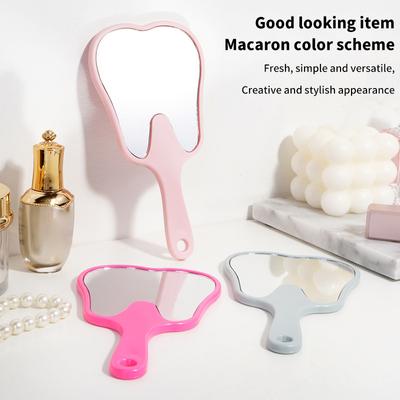 1 miroir dentaire en forme de dent, miroir de maquillage en plastique incassable à main, accessoires dentaires, cadeau pour dentiste