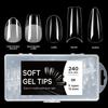 5 In 1 Boxed False Nail Tips Soft Gel Full Cover Semi-matte Capsules Almond French Coffin Fake Nails Extension Press On Nails