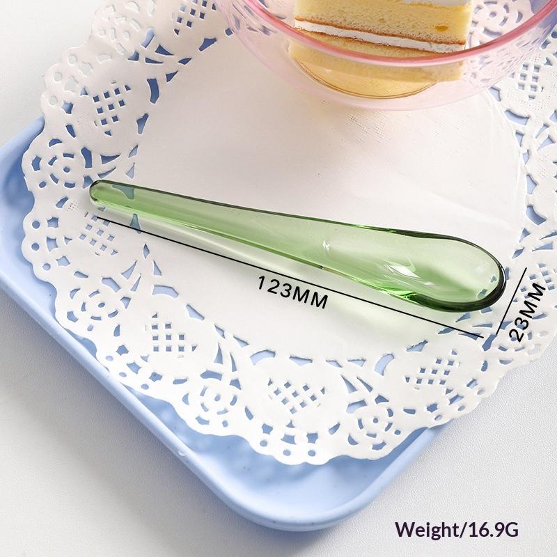 Adaptable Kitchen Tool Glass Spoon Handmade Colored Glass Coffee Spoon With Ergonomic Handle Heat-Resistant Stirring Bar A3