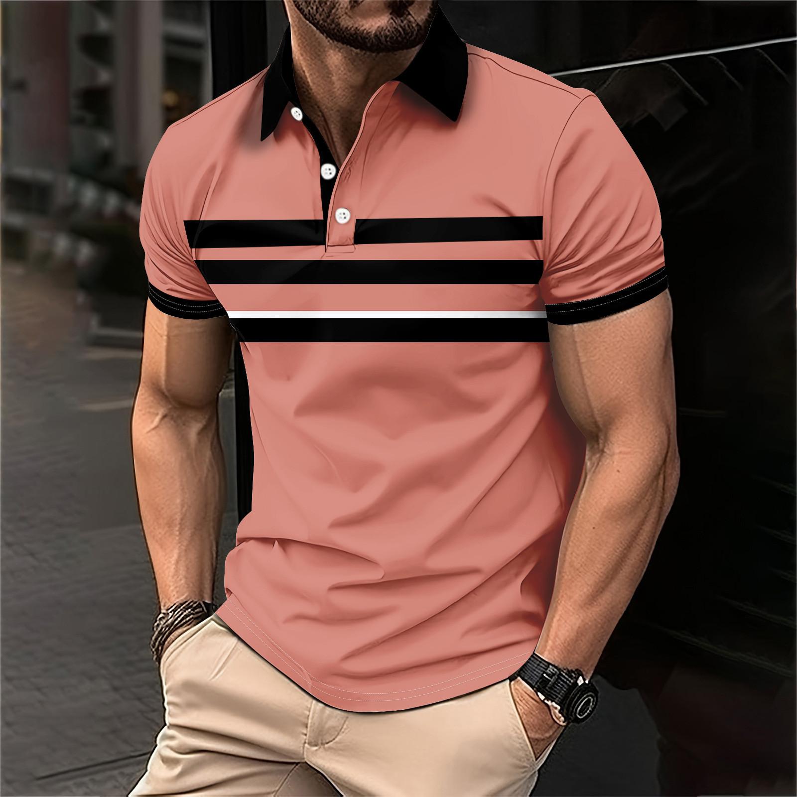 

Мужская рубашка для гольфа, повседневная спортивная, с V-образным вырезом, ребристый воротник, с коротким рукавом, модная, повседневная, однотонная, однотонная, весна-лето, стандартная посадка XL арбуз красный