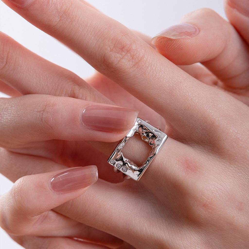 Asymmetrical Copper Elegant Ring For Women Minimalist Style Unique Statement Fashion