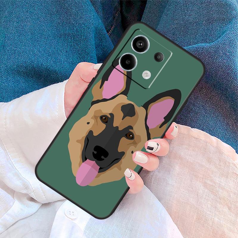 Cartoon German Shepherd Dog Cover For Xiaomi Redmi Note 13 14 Pro 12 11 9 10 9S 10S 11S 12S Redmi 14C 10C 12C 13C Case