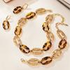 Chunky Link Chain Necklace Bracelet Drop Earrings for Women 18k Gold Plated Stainless Steel Necklaces Bracelets Dangle Earring