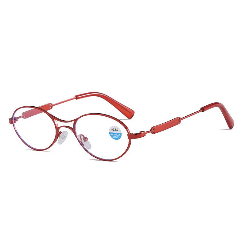

Metal Double-Bridge Blue Light Blocking Presbyopia Glasses Unisex Oval Small-Frame Versatile High-Definition Reading Glasses 3.5 червоний