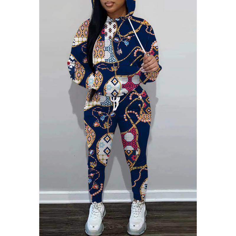 New Autumn And Winter Casual Sportswear Set Hoodie Sweater Set Women'S Chain Printing