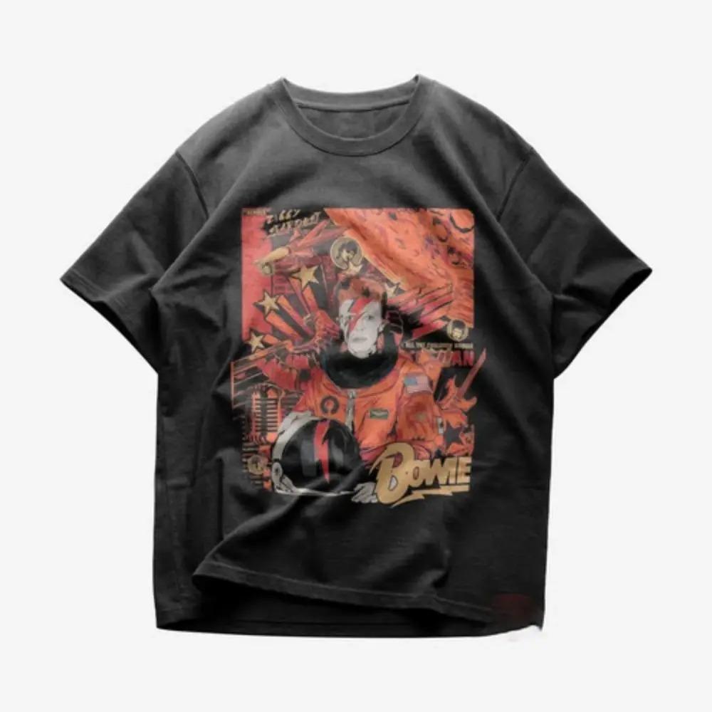 

90s Vintage Tops David Bowie T-shirt Music Theme Loose Casual Loose Tees Print Cotton Tops All-season Oversized T Shirt Unisex 4XL
