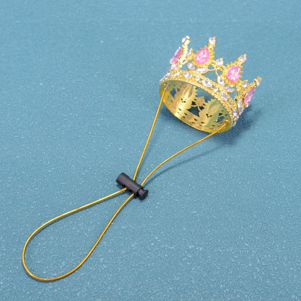 

Hot Alloy Rhinestone Pet Crown Gold/Silver Adjustable Cord Sparkling Tiara Electroplated Pet Hats for Dogs Cats
