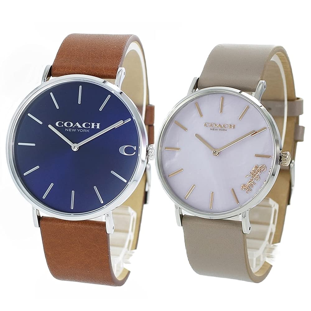 

COACH storage box pair watch Charles Perry simple blue light pink shell leather 1460215114503245 wristwatch [Coach] [item]