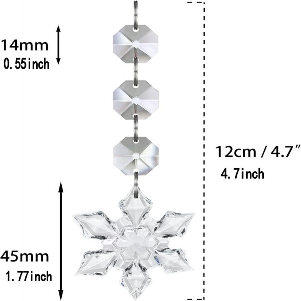 5pcs Simulate Ice Cone Acrylic Snowflake Pendant Crystal Diamond Xmas Tree Decoration Christmas
