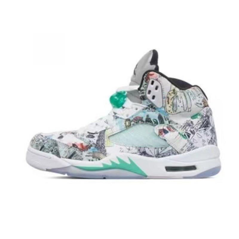 Men Women Basketball Shoes AJ5 Style Mid Top Sneakers With Air Cushion Rubber Sole Running Court Outdoor
