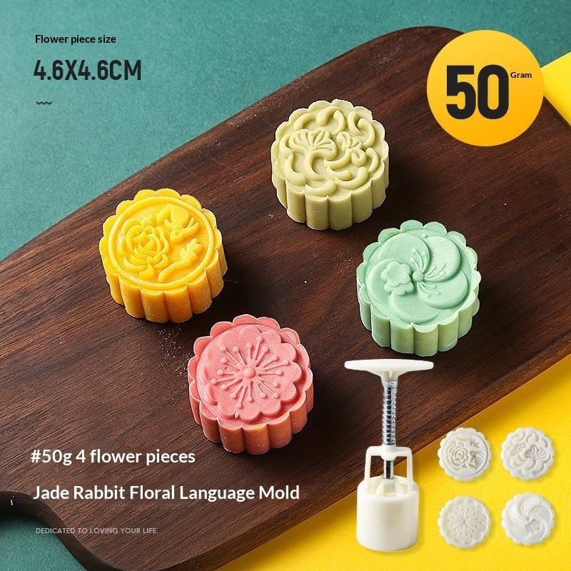 1 Set Diy Mooncake Mold Plastic Hand Press Pastry Mold Mung Bean Cake Embossing Kitchen Baking Tool Cookie Moon Cake Cutter