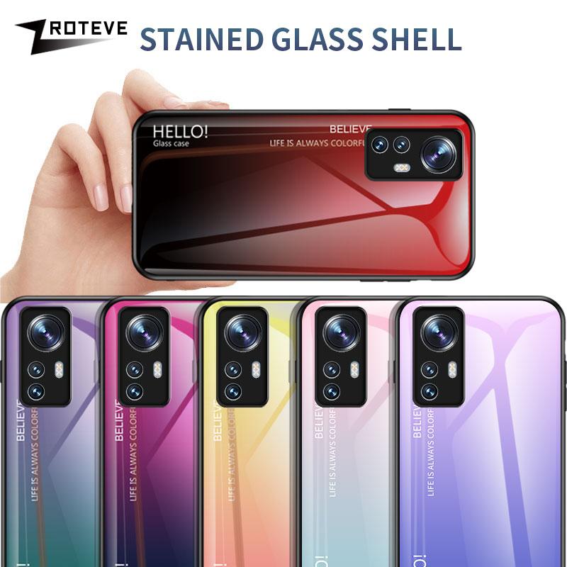 Mi12 Case Gradient Tempered Glass Cover For Xiaomi Mi 13 12 12X 12S Ultra 11 11T 12T Pro Xiomi Mi12 Mi13 Mi11 Lite Cases