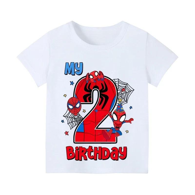 Spider Man Children's Digital T-shirt Children's Top Cartoon Summer Preschool Children's Clothing Birthday Short Sleeved T-shirt