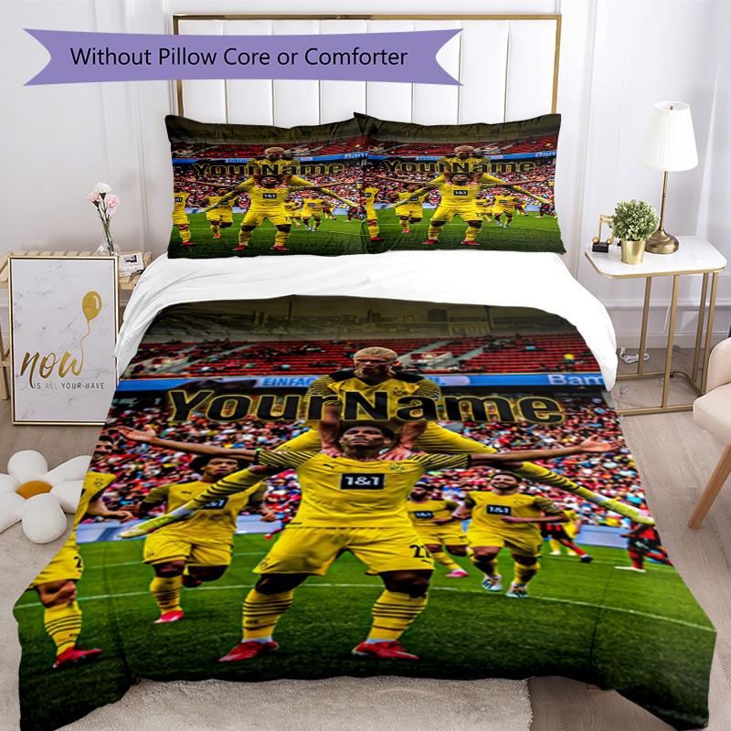 Borussia Dortmund Customize Your Name Bedding Set Breathable Duvet Cover with Pillowcases Home Decoration Birthday Gift