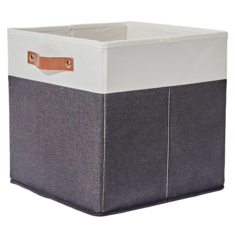 Side Handles Linen Fabric Storage Basket Large Capacity Toys Sorting Box  Cosmetics
