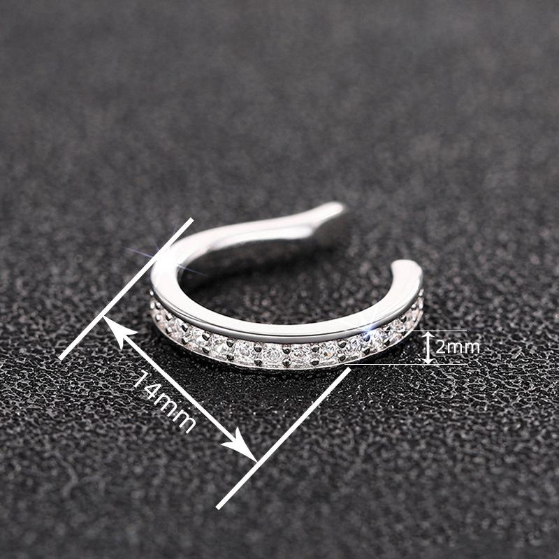 1Piece   Zircon C Type Clip Earrings Punk Rock Unisexual  No Hole Ear Clip Earring Jewelry