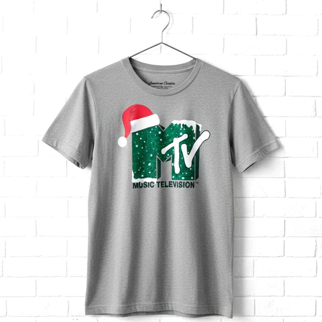 MTV Xmas Santa Hat Logo Men's T Shirt