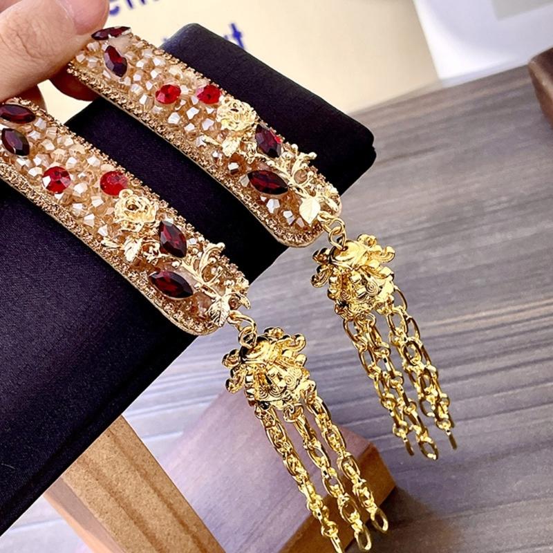 Ethnic Rhinestones Hair Accessory with Crystal Tassels Crystal Hair Clip Perfect for Weddings Parties and Everyday Wear