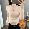 2025 Women's Fleece Knit Round Neck Sweater - Warm, Thick, Plus Velvet One-Piece Base Layer for Autumn/Winter