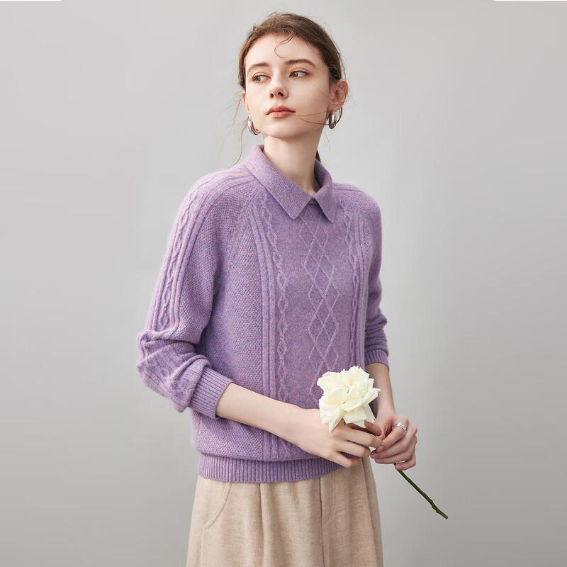 Comom Boca Women's 100% Cashmere Turn-down Collar Sweater