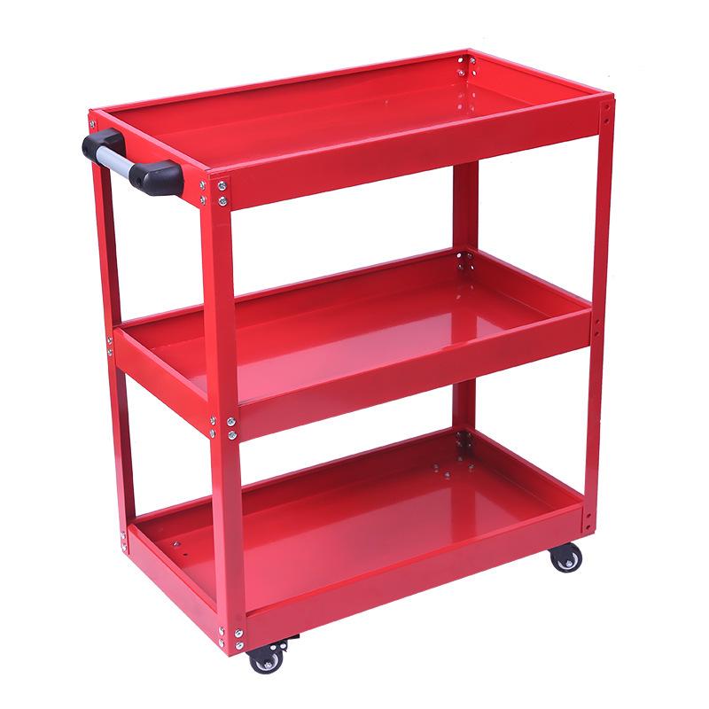 Three-Layer Tool Cart with Wheels & Pegboard - Universal Casters for Auto Repair