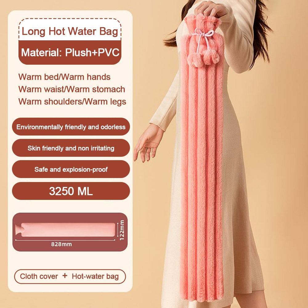 3250ML Portable Winter Long Hot Water Bag Kawaii Soothing Aching Insulation Hot Water Bottle Cute Soft Hand Warmer