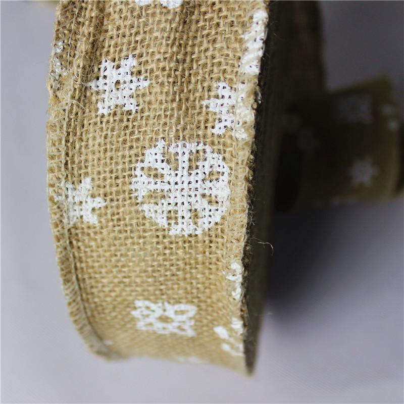 6cm Wide Decorative Snowflake Natural Burlap Christmas Ribbon For Charming Holiday Touches