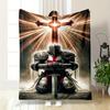 Templar Knight Kneeling Cross Sword Light Medieval Soft Cozy Blanket for Bedroom Sofa Gift