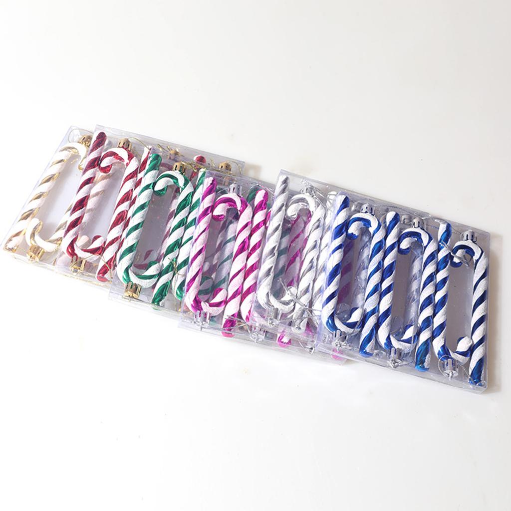 6pcs Cane Ornaments Sturdy Glitter Cane Xmas Tree Hanging Ornaments for Home Party Decoration Red