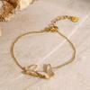  New Butterfly Chain Bangle Bracelet Trendy Stainless Steel Golden Bracelet Waterproof Jewelry Girls Gift New Bijoux